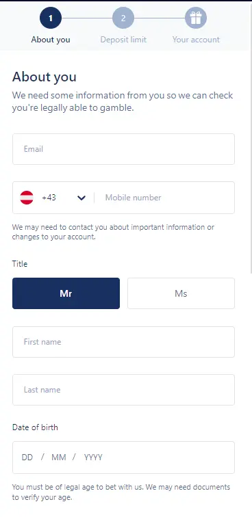 Konto erstellen – Registrierung für Spieler